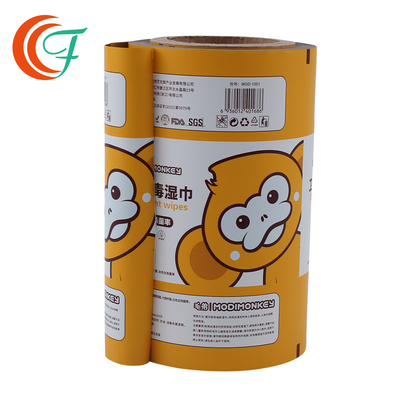 ผ้าเช็ดทำความสะอาดเปียกพิมพ์ฟิล์มบรรจุภัณฑ์ 80mic Metallized Polyester Film Cleaning Wipes พิมพ์ม้วนเคลือบ